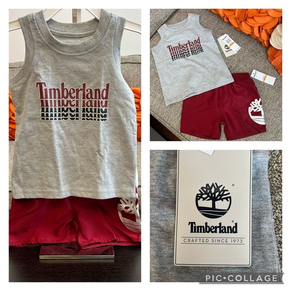 ❗️🆕Timberland Infant Boys Muscle Shirt and Swim Trunks Set❗️ - Picture 2 of 8